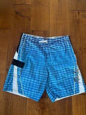 Ron Jon Surf Shop Blue Plaid Board Shorts Men's Size 36